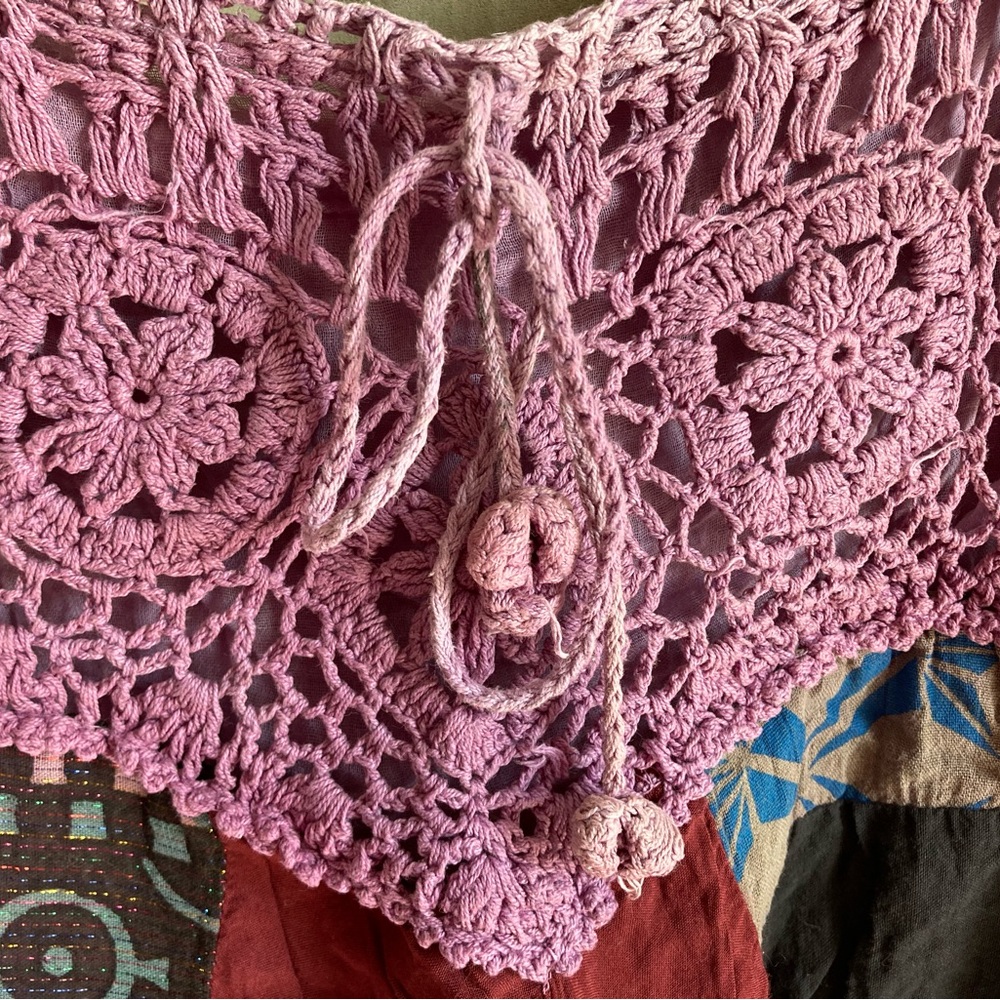 Vintage Purple-Multicolored Crocheted Patchwork Mini Skirt Size Medium - Picture 3 of 14